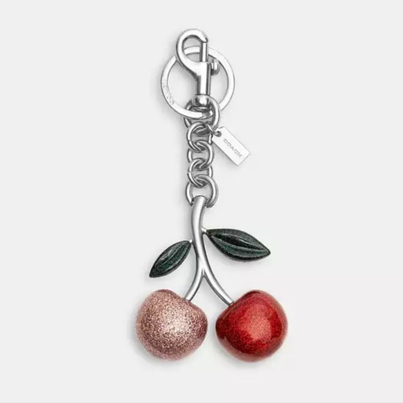 New! Cherry Bag Charm 🍒Silver/Pink Multi 🩷🩷 - Picture 1 of 5